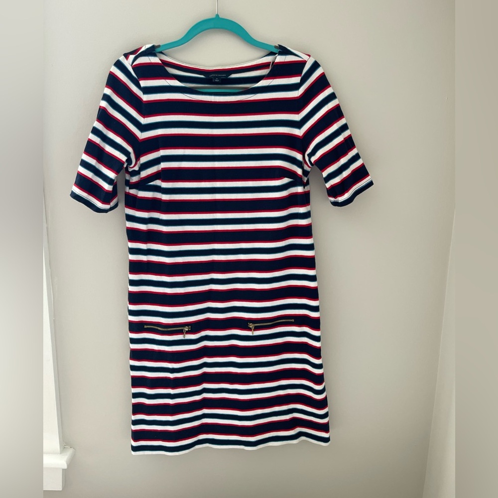 Tommy Hilfiger Navy and Red Striped Dress
